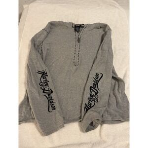 Harley Davidson Women's Hoodie XXL Half-Zip Gray